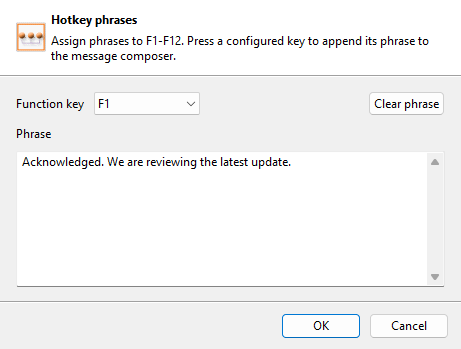 Hotkeys in the Instant Team Sessions offline preview