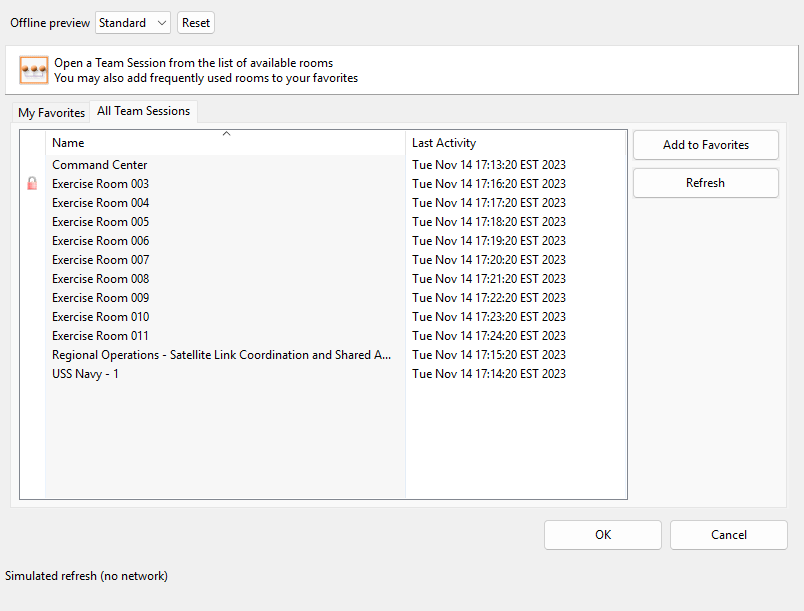 All Team Sessions in the Instant Team Sessions offline preview